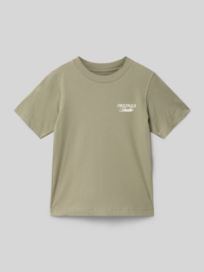 Produktfoto, Regular Fit T-shirt met statementprint model 'Bro' van Jack & Jones, puur katoen, ronde hals, ruglengte maat 140: 50 cm