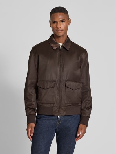 BOSS Regular Fit Bomberjacke mit Baumwoll-Anteil - BECKHAM x BOSS Dunkelbraun 4