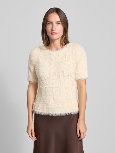 Vero Moda Regular Fit Strickpullover in Kunstfell-Optik Modell 'FLUFFY' Ecru 4