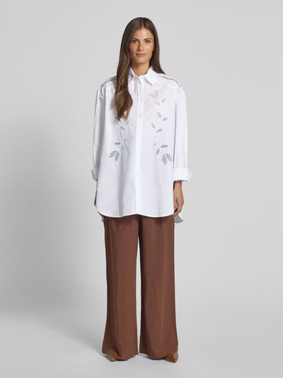 STELLA NOVA Regular fit blouse met broderie anglaise Wit - 1