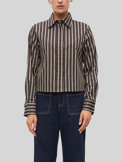 s.Oliver BLACK LABEL blouse met lange mouwen met overhemdkraag Donkerbruin - 3
