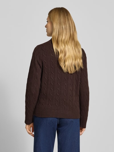 Gant Strickpullover mit Zopfmuster und Label-Stitching Mittelbraun 5