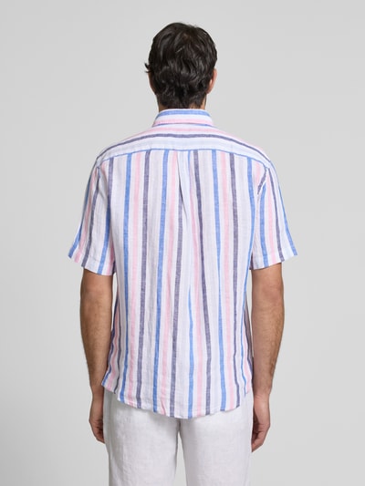 Fynch-Hatton Slim fit linnen overhemd met logostitching Roze - 5