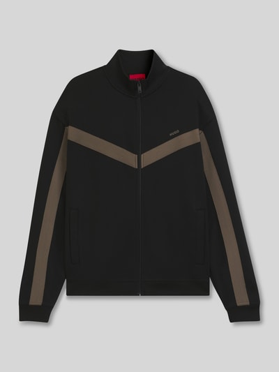 HUGO Relaxed Fit Sweatjacke mit Chevron-Tape Modell 'DARTI' Black 2