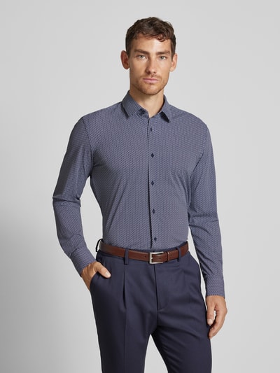 BOSS Slim fit zakelijk overhemd met kentkraag, model 'Hank' Marineblauw - 4