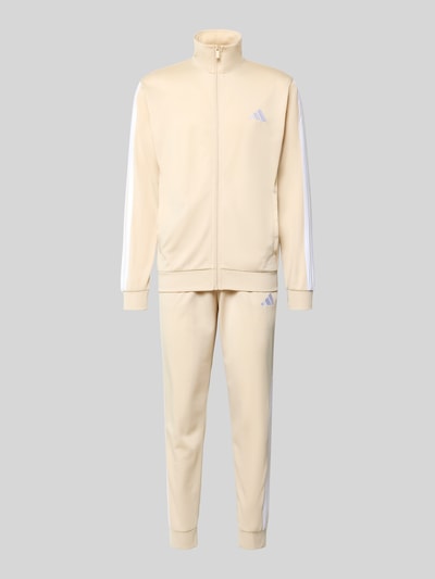Produktfoto, Regular Fit Sweat-Anzug mit Kontraststreifen von adidas Sportswear in Beige, Optik: Unifarben, Zweiteiler aus glattem Stoff