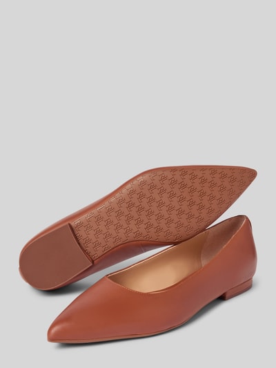 Lauren Ralph Lauren Lederballerinas mit Blockabsatz Modell 'LONDYN' Cognac 4