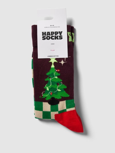 Happy Socks Socken mit Allover-Muster Modell 'Christmas Tree' Bordeaux 3