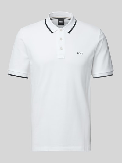 BOSS Regular Fit Poloshirt mit Label-Print Modell 'Parlay' Weiss 2