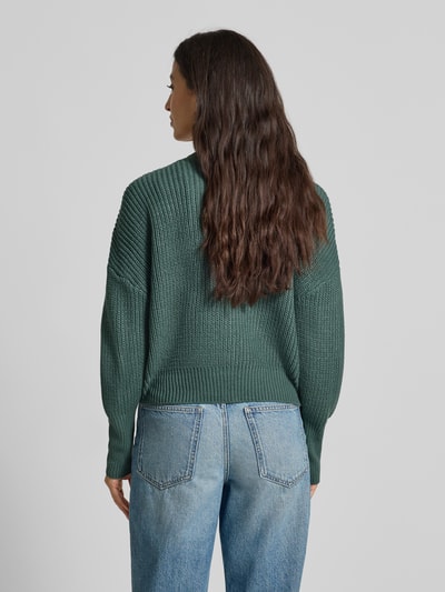 VERO MODA Regular fit gebreid jack met sierknopen, model 'LEA' Donkergroen - 5