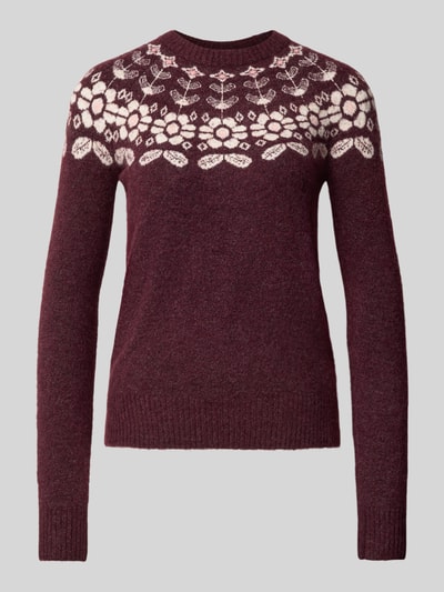 Vero Moda Regular Fit Strickpullover mit Woll-Anteil Modell 'SIMONE' Dunkelrot 2