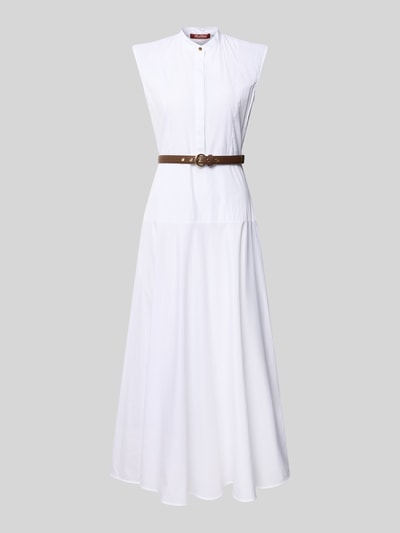 Produktfoto, Tailliertes Freizeitkleid aus reiner Baumwolle Modell 'GESTO' von Max Mara, weiß, unifarben, Popeline, Maxi-Länge, ohne Ärmel