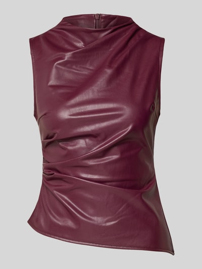 Noisy May Top in leerlook met plooien, model 'DANDY' Bordeaux - 1