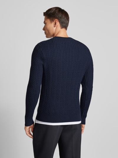 s.Oliver BLACK LABEL Regular fit gebreide pullover van wolmix met kabelpatroon Marineblauw - 5