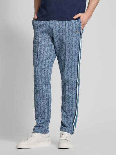 Lacoste Straight leg sweatpants met galonstrepen Rookblauw - 4