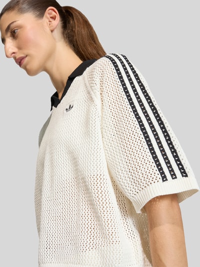adidas Originals Loose Fit Poloshirt in Strickoptik Offwhite 3