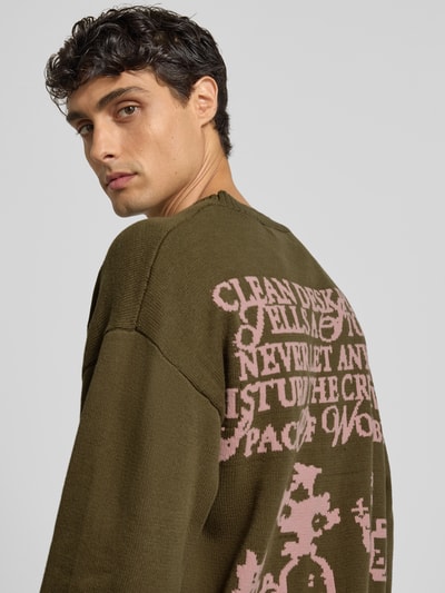 WOODBIRD Sweter z dzianiny o kroju oversized z prążkowanymi wykończeniami model ‘Kurt’ Ciemnobrązowy 3