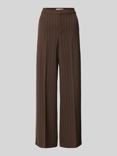 Produktfoto, Hose mit Bügelfalten Modell 'Leya York' von MOS MOSH im Regular Fit, braun mit feinen Streifen, Material-Mix mit Viskose