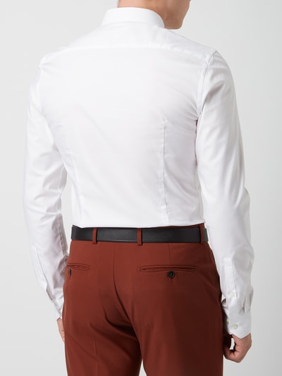 Jake*s Super Slim Fit Business-Hemd aus Twill mit extra langem Arm Weiss 5