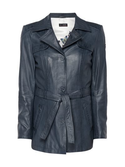 Cabrini Lederjacke mit Taillengürtel Marine 2