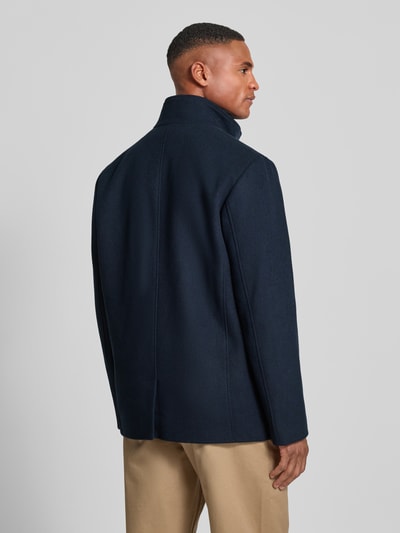 Tom Tailor Regular fit lange wollen jas met afneembare binnenkraag Donkerblauw - 5