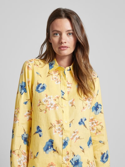 Lauren Ralph Lauren Regular fit overhemdblouse van linnen met bloemenmotief Geel - 3