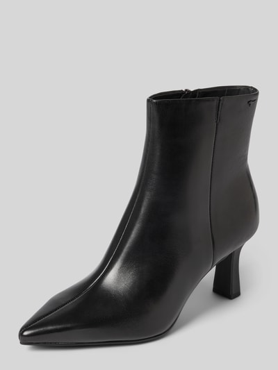 Produktfoto, schwarze Stiefeletten aus echtem Rindsleder von Tamaris, glatte Oberfläche, klare Linien, Damen Stiefeletten von Tamaris