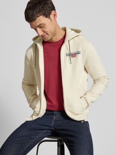 Napapijri Bluza rozpinana z kapturem i kieszenią kangurką model ‘AYLMER’ Złamany biały 3