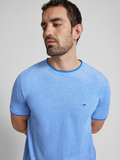 Fynch-Hatton T-shirt met labelstitching Koningsblauw - 3