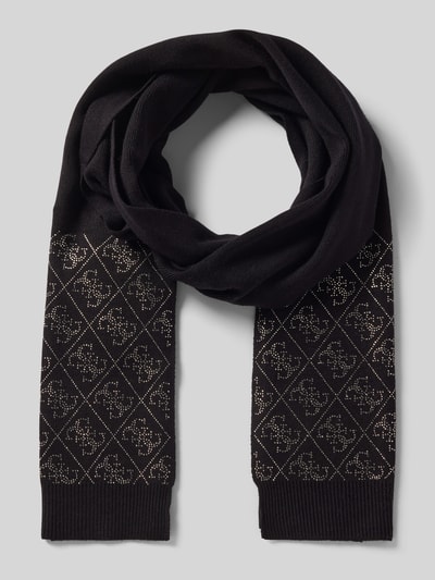 Guess Schal aus Viskose-Mix mit Ziersteinbesatz Modell 'NORA' Black 1
