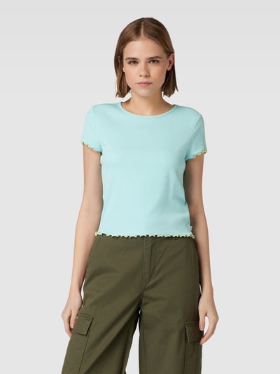 Tom Tailor Denim Cropped T-Shirt mit Muschelsaum Mint 4