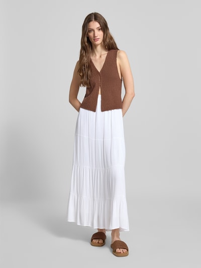 Only Regular fit maxirok van pure viscose, model 'CHIARA' Wit - 1