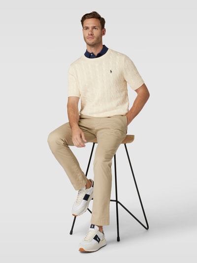 Polo Ralph Lauren Strickshirt mit Zopfmuster Offwhite 1