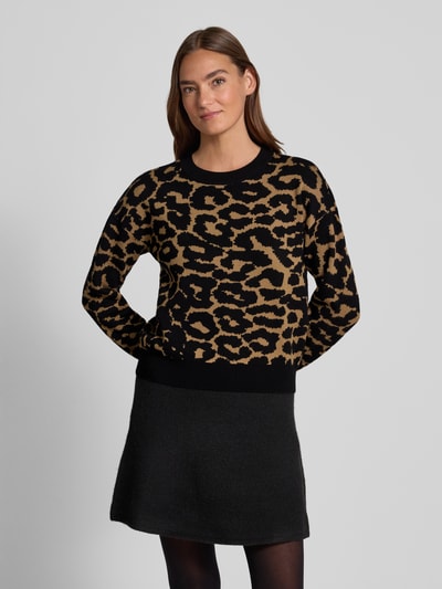 Vero Moda Regular Fit Strickpullover aus Viskose-Mix Modell 'SILJEANIMAL' Camel 4