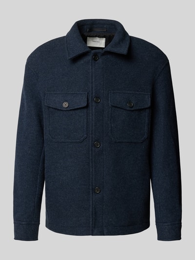 SELECTED HOMME Regular fit wollen jack met platte kraag, model 'MITCH' Marineblauw gemêleerd - 2