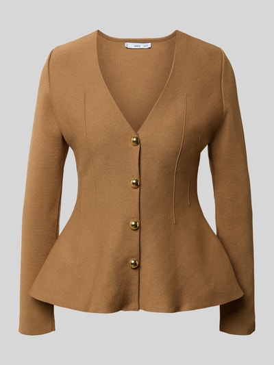 Mango Strickjacke mit V-Ausschnitt Modell 'TONA' Camel 2