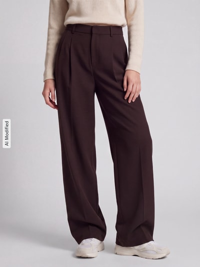 ONLY Regular Fit Weite Hose mit Viskose-Anteil Modell 'SONJA' Schoko 4