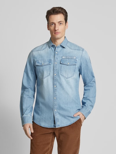 PME Legend Regular Fit Freizeithemd mit Kentkragen Jeansblau 4