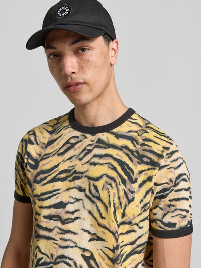 Kenzo T-Shirt mit Allover-Animal-Print Hellgelb 3