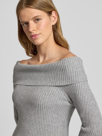 Only Sweter o kroju slim fit z dzianiny z mieszanki wiskozy model ‘KATIA’ Średnioszary melanż 3