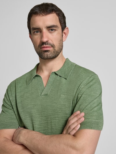 Gant Regular fit poloshirt met labelstitching Rietgroen - 3