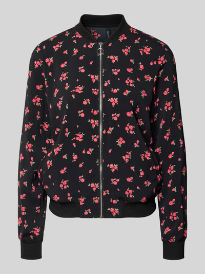Produktfoto, Regular Fit Blouson mit Allover-Muster Modell 'COCO' von VERO MODA, dunkel mit kleinen roten Blumen, Damen Bomberjacke