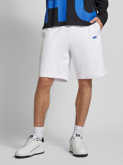 Hugo Blue Regular fit sweatshorts met labeldetail, model 'Nasensio' Wit - 4