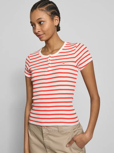 Tommy Jeans T-shirt met henley-hals Lichtrood - 3