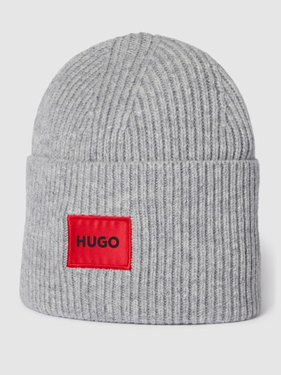 HUGO CLASSIFICATION Beanie mit Label-Detail Modell 'Saffa' Silber 1