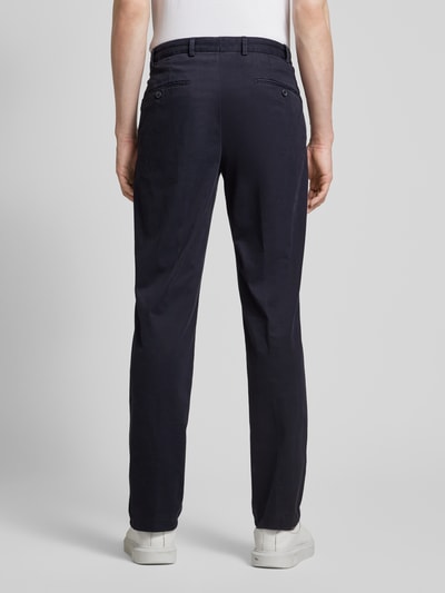 Hiltl Slim fit chino met persplooien, model 'PEAKER' Marineblauw - 5