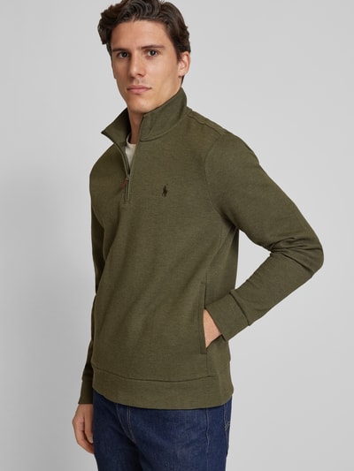 Polo Ralph Lauren Sweatshirt mit Troyer-Kragen Oliv Melange 3