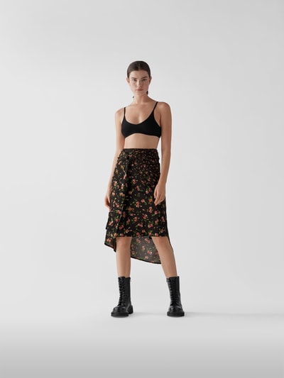 Paco Rabanne Maxirock mit floralem Muster Schwarz 1