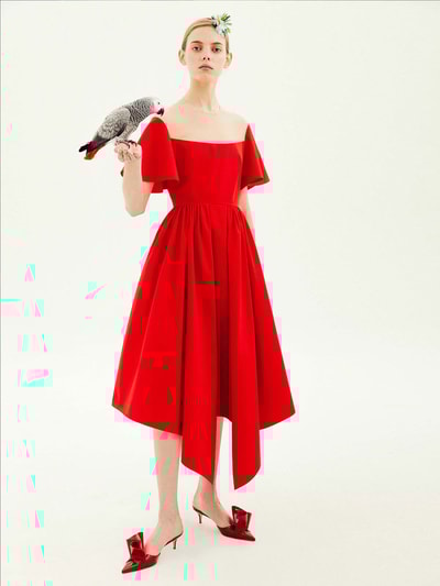 Delpozo Flared-Dress aus Baumwolle Rot 3