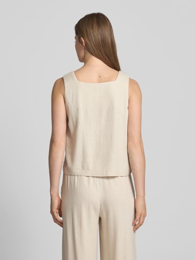 My Essential Wardrobe Trägertop aus Leinen-Viskose-Mix mit Karree-Ausschnitt Beige 5